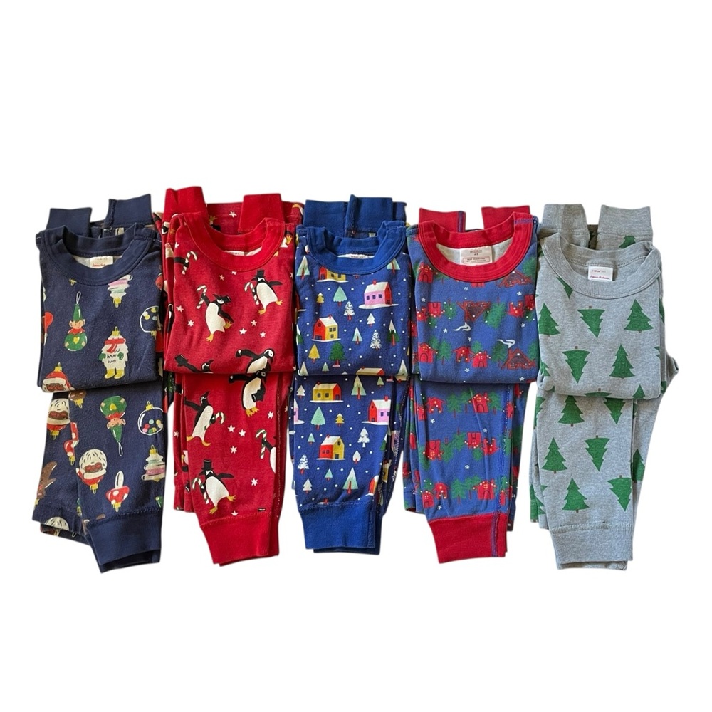 Hanna Andersson bundle of 100% organic cotton long john winter Christmas pajamas